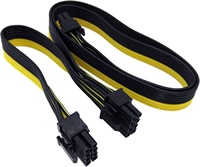 كابل محول طاقة PCI Express ذكر 8 سنون إلى ذكر مزدوج 2X (6+2) مع نحاس PVC للاستخدام الإلكتروني مع مزود طاقة EVGA