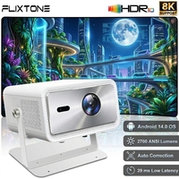 Projecteur Flixtone D9W Mini Pro 4K 2700 ANSI 1080P 360 °   Support réglable pour projecteur Beam Gimal avec système d'exploitation Android 14.0 pour cinéma maison