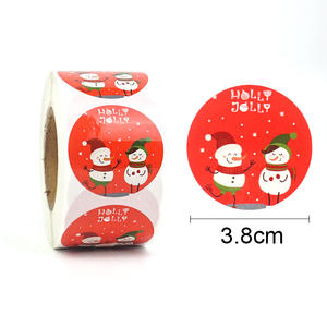 Rollo de pegatina de sello de Navidad rojo de arte popular de PVC personalizado, etiqueta decorativa <span class=keywords><strong>Holly</strong></span> Jolly de 3,8 cm, caja de regalo de vacaciones, embalaje de sobre - Product Image 3