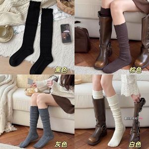 Women Knee <b>Socks</b> Gray Polyester Thermo Sweat Absorbing Solid Color Autumn <b>Winter</b> Wear - Product Image 3