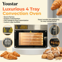 Four à air chaud électrique commercial et industriel à 4 plateaux en acier inoxydable, utilisé pour la cuisson à la vapeur par convection dans les boulangeries