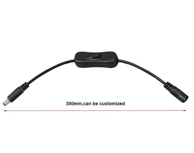 USB Switch Plug 5V 12V Male/Female Connector Cable DC5521 Low Voltage 22 AWG Copper Core PVC Overmoulded Power Cable