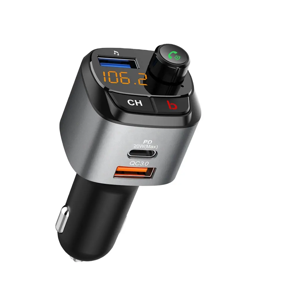 Amazon Hot Sale Fm Transmitter QC3.0 Type-C PD 18W Car Charger Mp3 Player Bluetooths Adapter