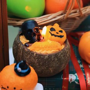 Factory Halloween Scented Candle in Natural <b>Coconut</b> Shell Cute 3D Ghost Skull Shape Soy Wax <b>Cup</b> Candles for Holiday Party Decor - Product Image 2