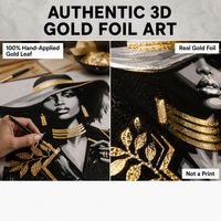 Asli baru tiba indah mode Modern Glitter Pop seni kanvas Poster berbingkai dekorasi seni dinding lukisan wanita dengan Foil emas