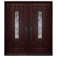 Porte extérieure moderne résistante aux intempéries, porte principale composite double en fibre de verre
