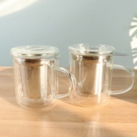 Tasse à thé en verre borosilicaté transparent personnalisé avec couvercle et infuseur en acier inoxydable