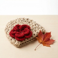 Gorro de Bebé Tejido a Mano 100% Algodón, Tejido Suave y Transpirable con Bordado Floral y Flor 3D Grande, Unisex para Niños
