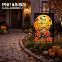 Drapeau de jardin d'Halloween 12x18 pouces, double face, résistant aux intempéries, en tissu robuste, avec motif citrouille et fantôme, pour la décoration de la cour et du jardin