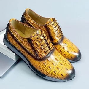 Men's <b>Full</b>-Grain Leather Casual Shoes for Special Embossed <b>Slip</b>-on Closure Elevator Style Versatile for Business Daily Wear - Product Image 5
