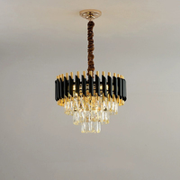 Suspension LED en cristal de luxe moderne Suspension noire pour salon, salle à manger, lustres de bar Lampes suspendues pour la maison