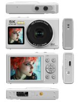 Cámara de Bolsillo 5K S150PRO 80MP con Zoom 18X, Pantalla IPS+Sub de 2.8'', Enfoque Automático, WiFi, Filtros de Belleza, Flash, Transmisión y Grabación