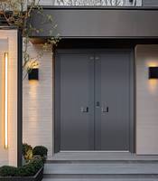 Porte en aluminium de style européen, médaillon floral argenté classique européen, double porte d'entrée de luxe, porte personnalisée sur mesure
