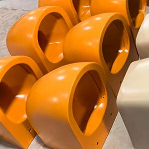 Inodoro Curva WC Rosa con asiento suave, naranja, sanitario, City, con esmalte extra, cisterna inteligente de doble descarga, color marino mate. - Product Image 5