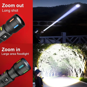 Potente Linterna LED Portátil con Zoom, Linterna Táctica Impermeable para Senderismo, Emergencias, Pesca, Camping, Linternas Láser - Product Image 6