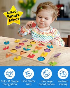 Puzzle d'apprentissage 3D en bois écologique Montessori pour enfants - <span class=keywords><strong>Alphabet</strong></span> et chiffres - Jouet éducatif pour Noël et les occasions de remise de diplômes - Product Image 1