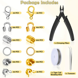 ชุดอุปกรณ์ทำเครื่องประดับ DIY 14 ช่อง สำหรับทำสร้อยข้อมือ  อะไหล่โลหะผสมทองและเงิน รูปทรงหลากหลาย ชิ้นส่วนชุบเคลือบ พร้อมเครื่องมือ - Product Image 2