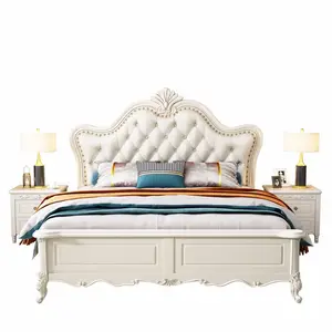 软垫美式木框床特大号古典卧室家具套装大号主床
