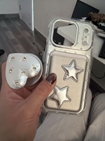Coque de téléphone de luxe en gros, électroplaquée, motif étoile, magnétique, en TPU et PC, avec support cœur miroir et porte-cartes pour iPhone 17 16 Pro Max