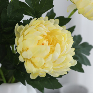 Crisantemo Artificial Blanco y Amarillo, Flor de Seda de Alta Simulación, Decoración para Exteriores, Bodas y Hogar - Product Image 4