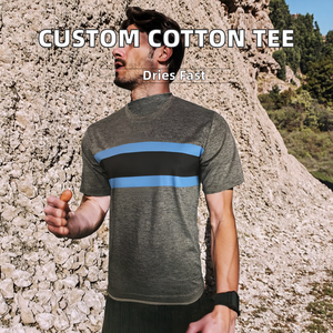 Wholesale Custom Front Brand Logo 100% Cotton O-Neck Short Sleeve Regular Fit <b>Men's</b> T-<b>Shirt</b> Knitted Plain Casual Quick Dry - Product Image 2