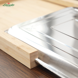 เขียงไม้ไผ่ขายส่งพร้อมถาดสแตนเลส เขียงไม้ขนาดใหญ่พร้อมลิ้นชักสำหรับเตรียมอาหารในครัว - Product Image 6