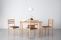 Ensemble de salle à manger compact WALD en bois, couleur chêne naturel classique, style moderne et minimaliste, gain de place, 1 table + 4 chaises, 5 pièces