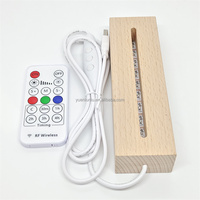 Base de décoration pour petite veilleuse LED, support de lampe lumineuse en bois de hêtre DIY, décoration artisanale en bois lumineux acrylique
