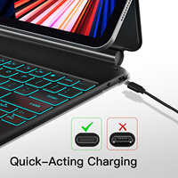 Étui clavier sans fil pliable en cuir PU Laudtec pour tablette Tab S9+ 12,4 pouces, rétroéclairage 7-RGB, protection intégrale, magnétique