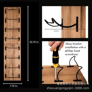 ชั้นวางไวน์ติดผนังไม้ 4 ชั้น สำหรับจัดเก็บและโชว์ในบ้านหรือบาร์ - Product Image 3