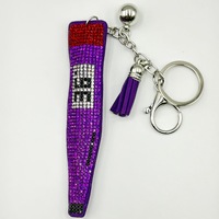 En gros Porte-clés lettre alphabet en strass avec pompon, Pendentif de sac tendance, Accessoires de sac à main transfrontaliers très demandés