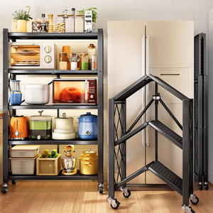 New Foldable <strong>Storage</strong> Rack Kitchen Supplies Installation-free Kitchen Racks Household Items Multi-layer <strong>Microwave</strong> Oven <strong>Storage</strong> - Product Image 4