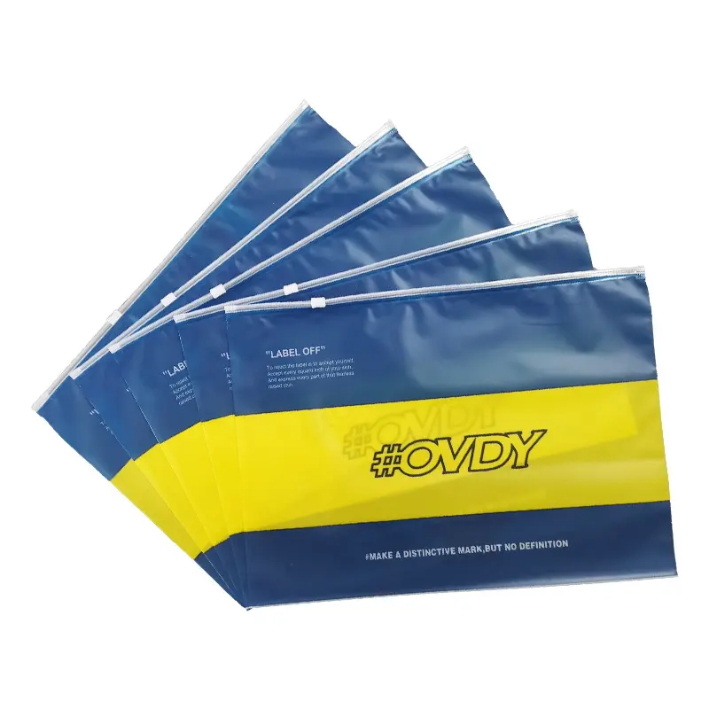High Quality Transparent PE Zipper Bag with Custom Printing Clothing Clip-chain Bag File Stationary PVC Pouch with Zipper