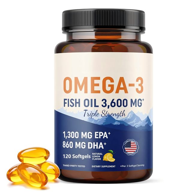 Three Times the Intensity Omega 3 Fatty Acid Softgel Capsule Adult Men Women Vegan EPA DHA Fish Oil 120 Count Supplement