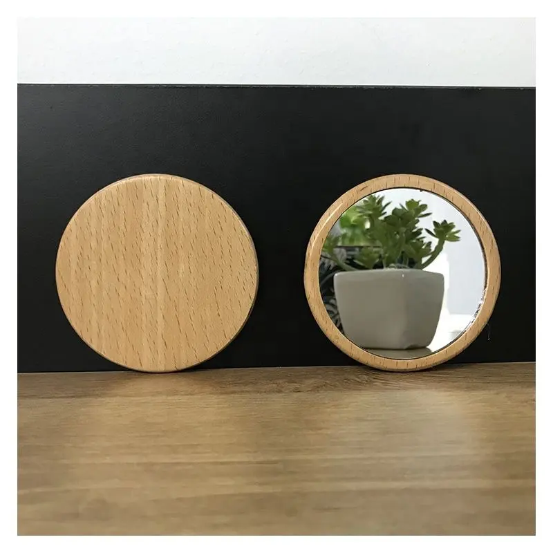 주문을 받아서 만들어진 로고 및 색깔 Eco 친절한 물자 0.6Cm 간격 둥근 작은 소형 나무로 되는 거울
