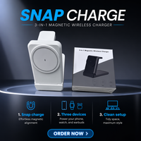 Station de charge sans fil 3-en-1, support de charge rapide pliable pour téléphone portable, montre connectée, écouteurs