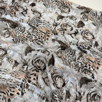 Kain Jacquard Rajut Brokat Bunga Mawar 3D Cetak Mewah 150D 100% Poliester 220gsm Tahan Kusut untuk Pakaian Anak Perempuan