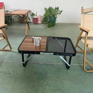 <span class=keywords><strong>Maleta</strong></span> personalizada multifuncional de grano de madera barbacoa mesa de malla, Camping Mini aluminio portátil chico Metal al aire libre plegable MESA DE Picnic - Product Image 6