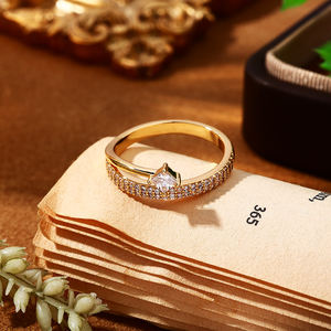 Изящное кольцо из 18-каратного золота с блестящими камнями, кольцо-обручальное с иллюзией звезды из циркония, для женщин - Product Image 3