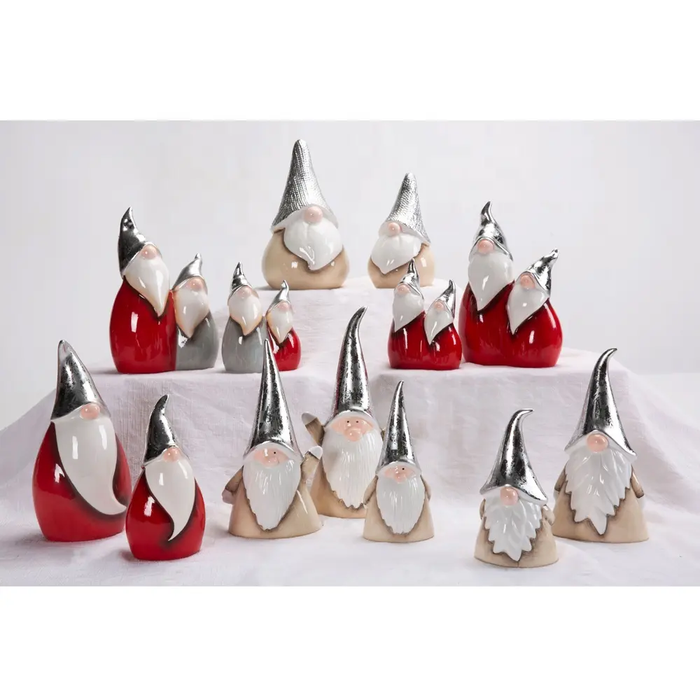 Venda quente Cerâmica Table Top Natal Vermelho Papai Noel Figurines Decoração Para Presentes Uso Do Feriado
