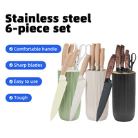 Ensemble de couteaux à découper en acier inoxydable 6 pièces de haute qualité moderne 3Cr13 bloc de couteaux en métal professionnel multifonctionnel ambidextre