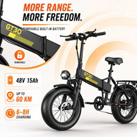 Vélo électrique pliable à pneus larges 500W 48V 15Ah GT30 21 vitesses avec moteur à moyeu arrière pour adultes, 45 km/h, déverrouillage NFC, suspension avant