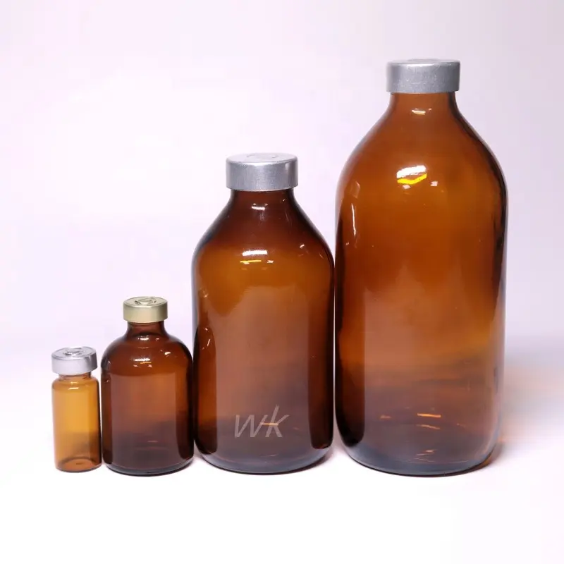 Flacons stériles d'ambre clair de 100ml, 150ml, 250ml, bouteille de périciline stérilisée, flacons en verre moulé vétérinaire