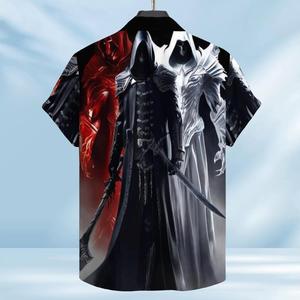 Camisa Hawaiana Personalizada con Diseño <span class=keywords><strong>de</strong></span> Fantasma Gótico, Inspirada en Dark Souls, con Estampado <span class=keywords><strong>de</strong></span> Inyección <span class=keywords><strong>de</strong></span> Tinta, Disfraz <span class=keywords><strong>de</strong></span> Halloween <span class=keywords><strong>para</strong></span> Hombre - Product Image 3
