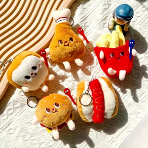 Llavero de Peluche Suave 3D con Diseño de Hamburguesa, Ecológico, Duradero, Moderno, Promocional, Personalizado, Accesorio de Comida, Colgante, Venta al por Mayor - Product Image 1