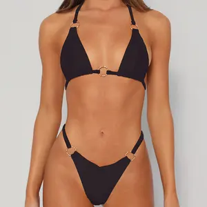 Сексуальные стринги из двух частей бикини с высоким вырезом на заказ купальный костюм женский купальник пляжная одежда
