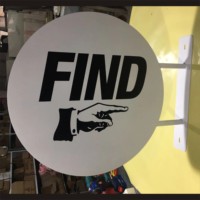 Enseigne publicitaire extérieure suspendue personnalisable pour entreprise, cadre en acier, logo rond, nom de magasin, logo de restaurant, enseigne murale en forme de lame