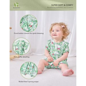 Romper de Bambú para Bebés Niñas, Manga Corta, Viscosa de Bambú, Transpirable, Lindo, para Uso Diario, Cintura Media - Product Image 2