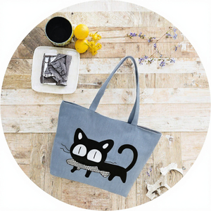 Bolso de Hombro de Lona con Estampado de Dibujos Animados y Bordado al por Mayor, con Cierre de Cremallera, Antirrobo, Portátil, Moderno y Casual para Mujer - Product Image 3