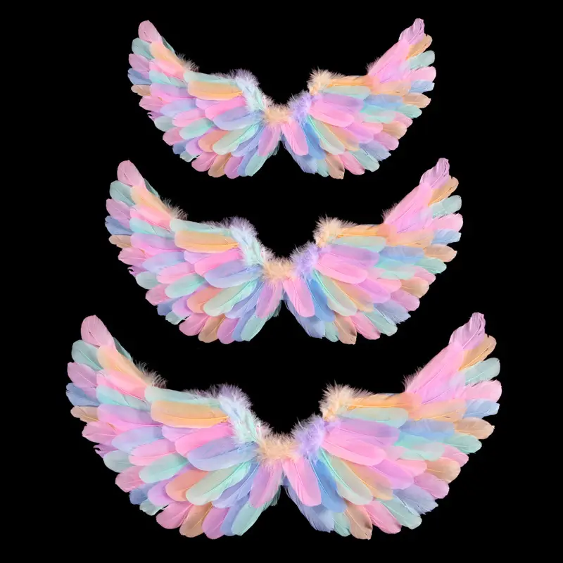 wholesale Colorful Feather Wings Dressing Props Rainbow Angel Wings Children Fairy Show Little Girl Princess Party Gift